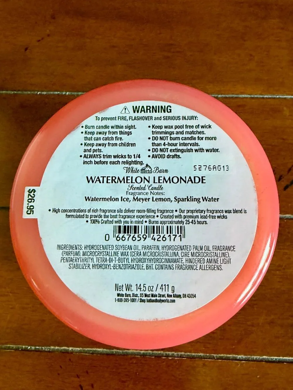 NEW WATERMELON LEMONADE  3-Wick Candle Bath & Body Works - Picture 3 of 3